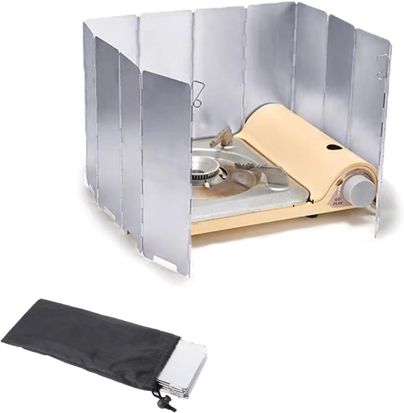 Wind Tour Outdoor Stove Windscreen Ultra light Aluminum foldable Camping Stove Windshield with Carrying bag for Butane Stoves Picnic (12 Plates) - Image 1